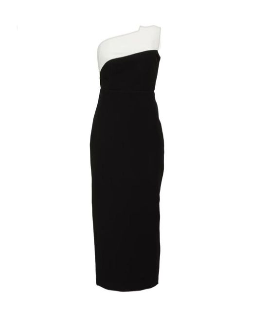 Roland Mouret Black Strapless Crepe Midi Dress