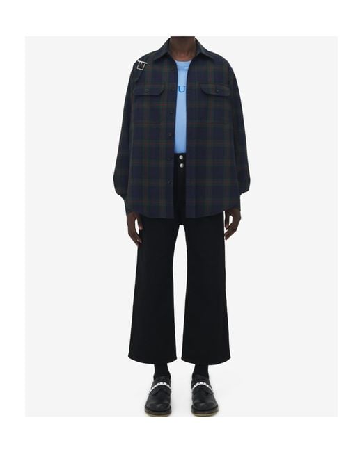 McQueen Blue Tartan T-Bar Harness Overshirt for men