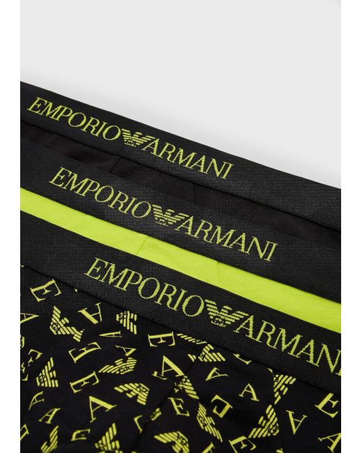 Emporio Armani Black Elastic Waist Briefs Pants 3-Piece Set for men