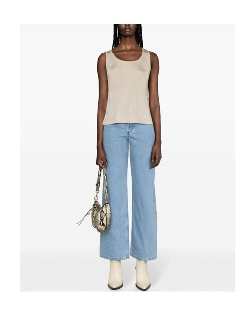 A.P.C. Natural Sleeveless Ribbed-Knitted Top