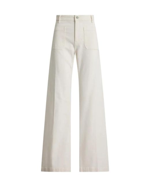 Polo Ralph Lauren White Flare Patch-Pocket Pants