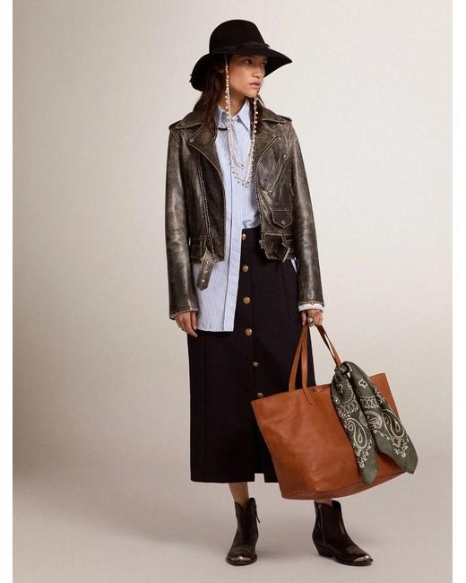 Golden Goose Deluxe Brand Blue Button-Up Pencil Skirt