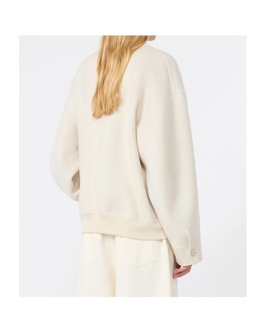 Sportmax White Ondata Zip-Up Bomber Jacket