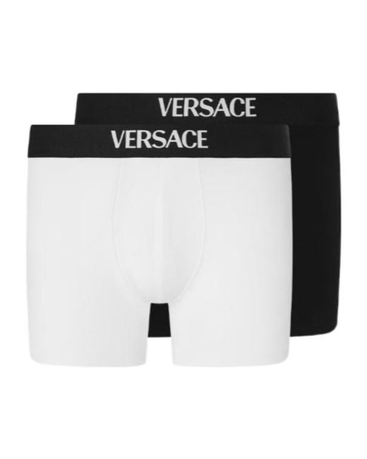 Versace Black Logo-Jacquard Two-Pack Long Trunks for men