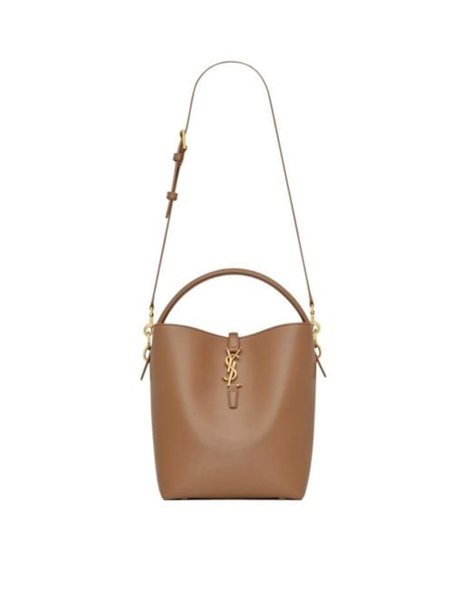 Saint Laurent Brown Le 37 Logo Plaque Tote Bag