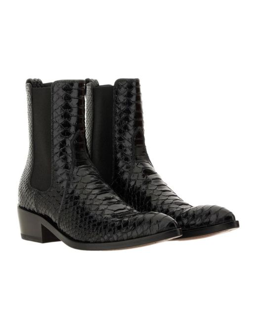 Tom Ford Black Embossed Slip-On Boots