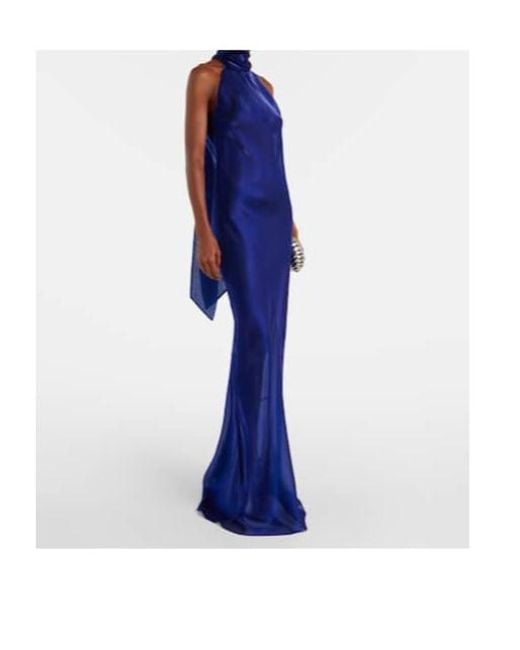 Galvan Purple Sienna Semi-Sheer Organza Gown