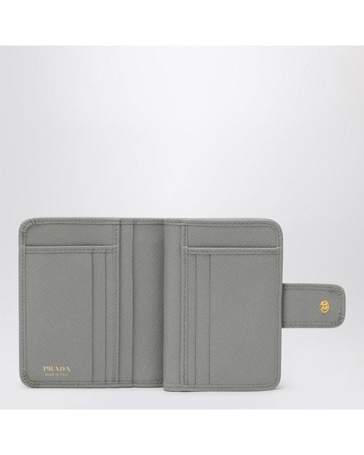 Prada Gray Triangle Logo Zip-Around Wallet