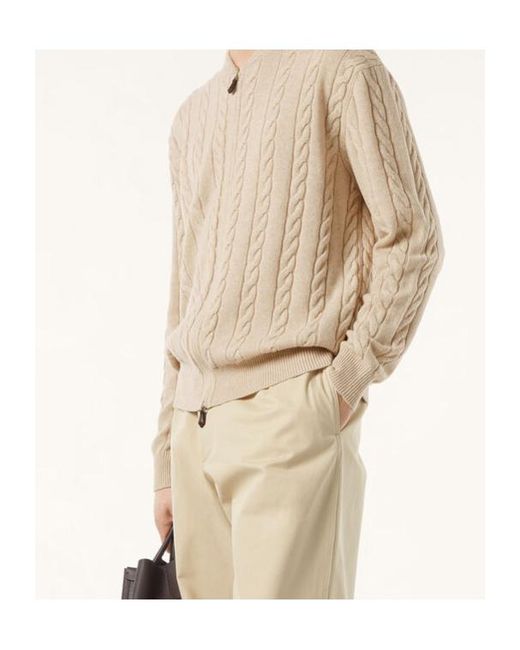Loro Piana Natural Cedar Bomber Cardigan for men