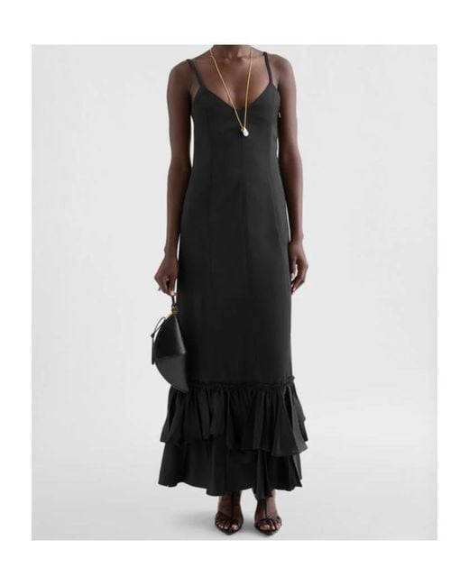 Jil Sander Black Silk Blend Ruffle Dress