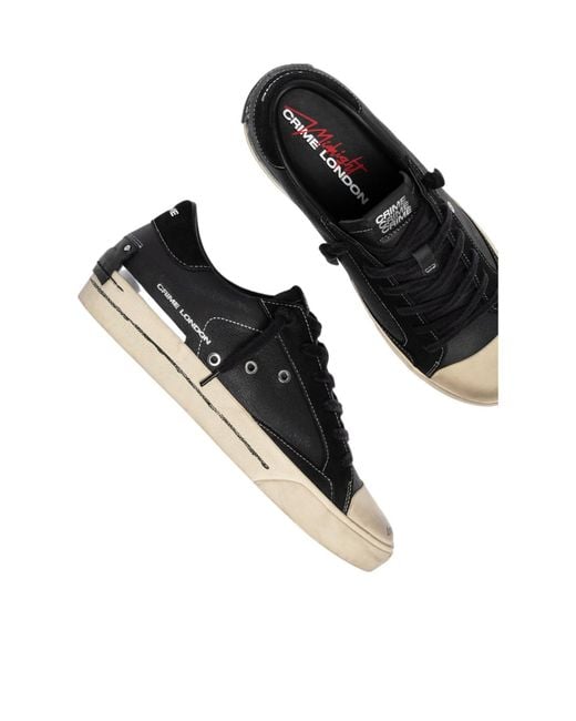 Crime London Black Lace-Up Low-Top Casual Shoes for men