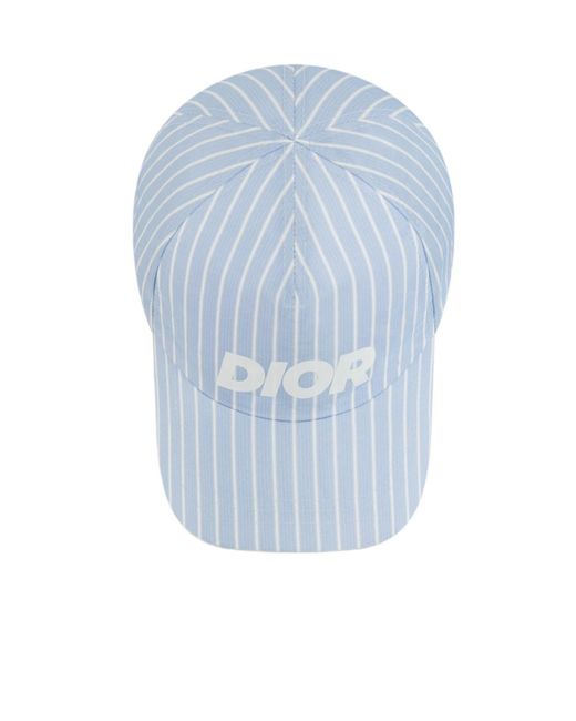 Dior Blue Homme Logo Printed Striped Baseball Cap for men