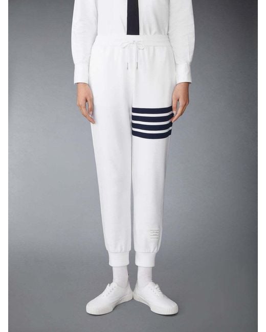 Thom Browne White 4-Bar Sweatpants