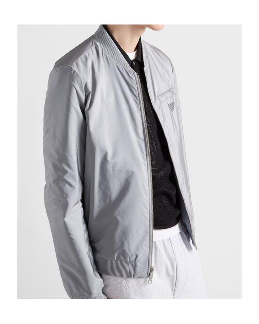 Prada Gray Reversible Nappa Leather Bomber Jacket for men