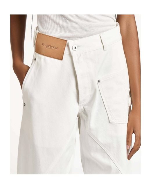 J.W. Anderson White Jw Anderson Logo Patch Straight-Leg Jeans