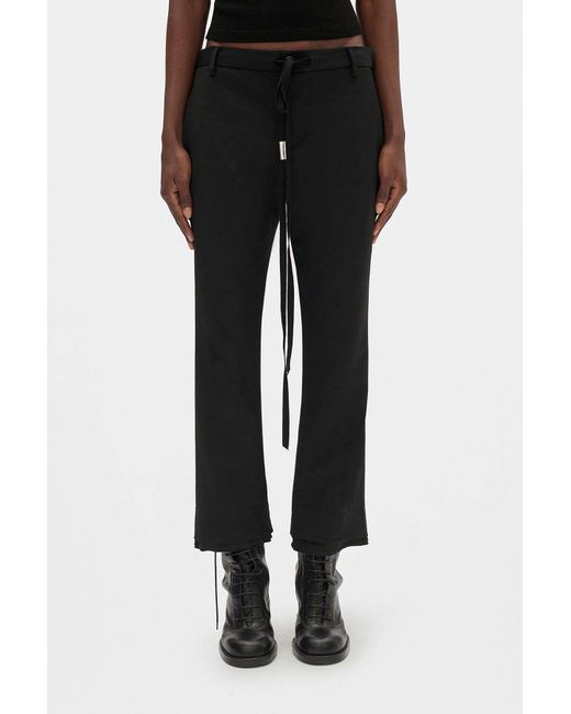 Ann Demeulemeester Black Drawstring Wool Straight Trousers