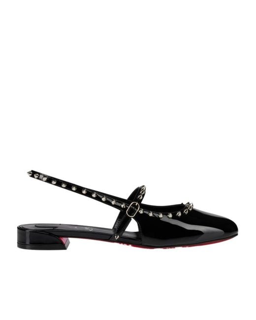 Christian Louboutin Black Sweet Janispikes Slingback Ballerinas