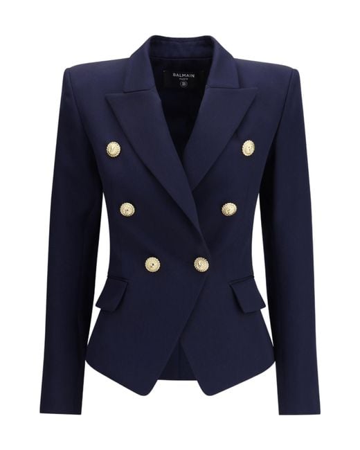 Balmain Blue Jackets Virgin Wool