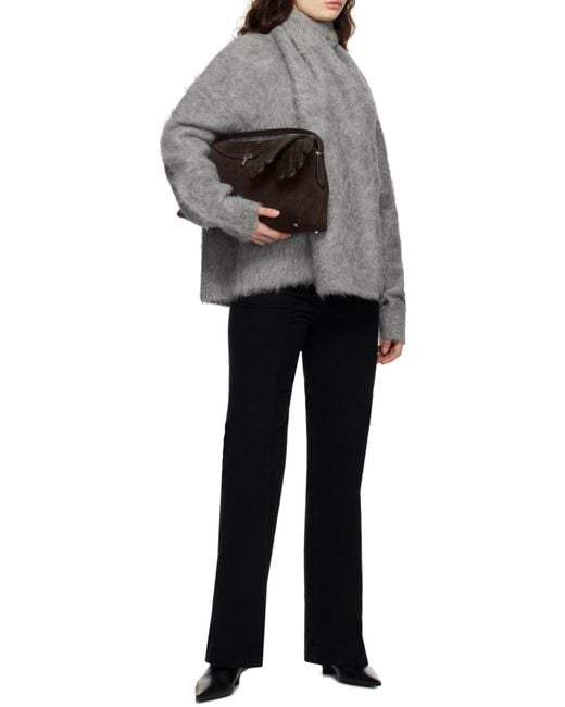 Totême Black Totême Logo Plaque Foldover Top Shoulder Bag