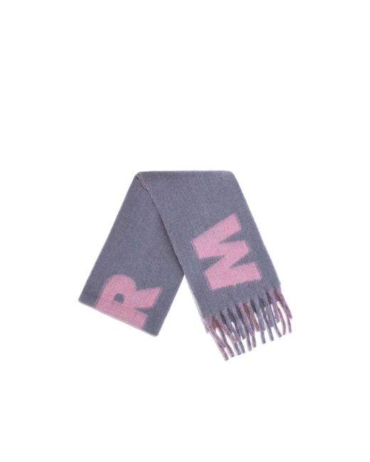 Marni Purple Logo Patch Fringed Scarf for men