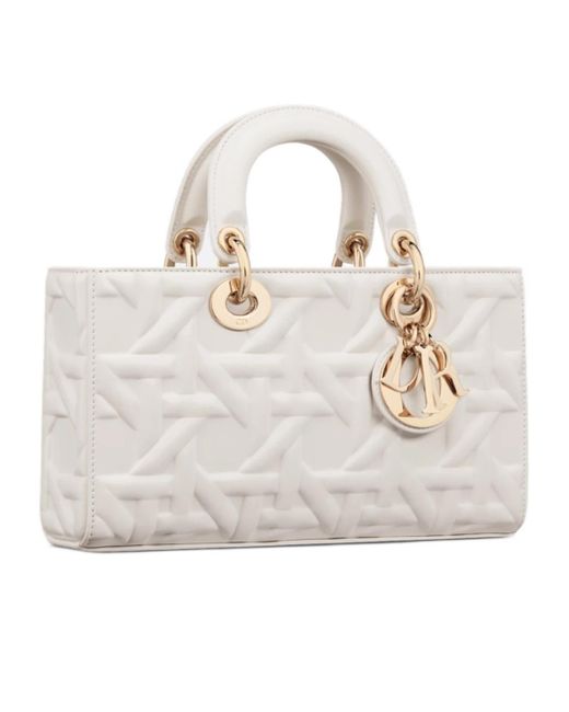 Dior White Medium Lady D-Joy Bag