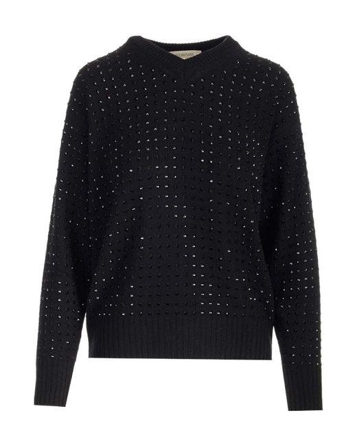 Sportmax Blue Embellished V-Neck Jumper