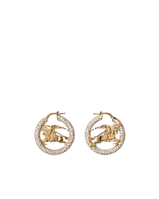 Burberry Metallic Knight Pavé Hoop Earrings