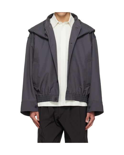 Homme Plissé Issey Miyake Gray Homme Plissé Issey Miyake Button Up Bomber Jacket for men