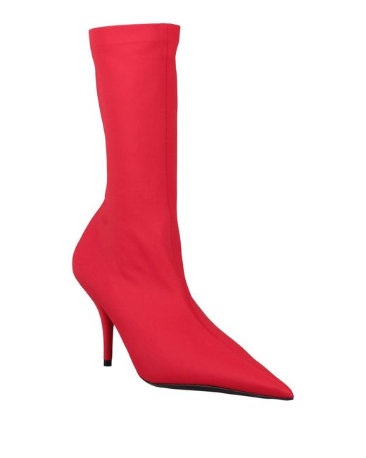 Balenciaga Red Solid Color Ankle Boots
