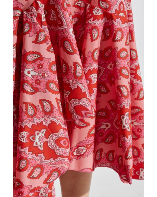 Etro Red Printed Midi Skirt