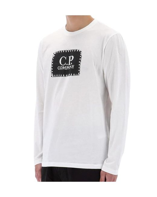 C P Company White Long-Sleeved T-Shirt for men