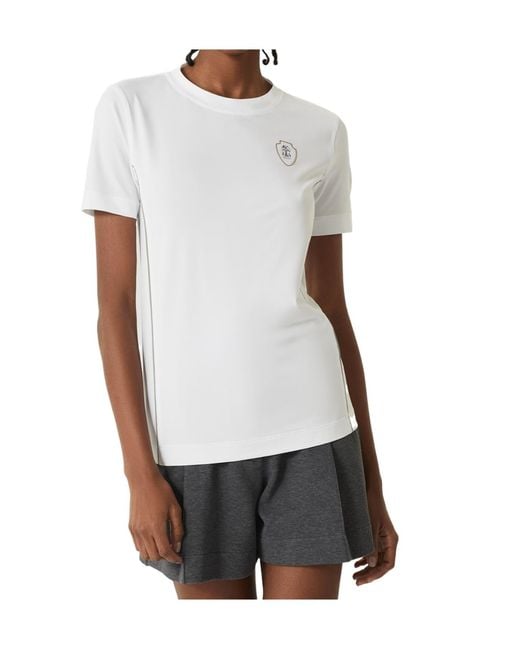 Brunello Cucinelli White Logo-Patch T-Shirt
