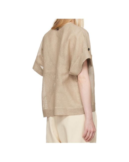 Issey Miyake Natural Papyrus Short Sleeve Top