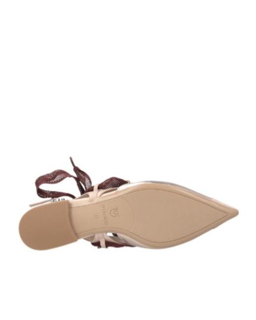 Pinko Brown Bow Pointed Toe Slingback Pumps