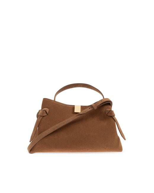 Yuzefi Brown Knotted Leather Tote Bag
