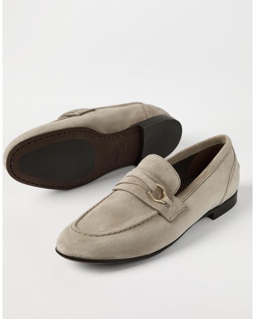 Brunello Cucinelli Gray Penny-Strap Loafers