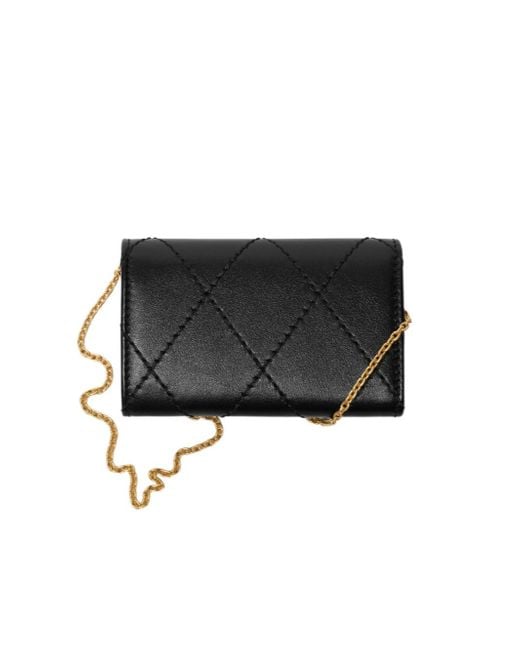 Burberry Black Quilted Chain Card Holder