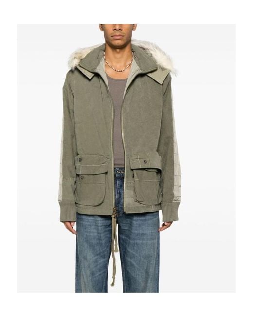 Greg Lauren Green Army Tent Retro Zip-Up Jacket for men