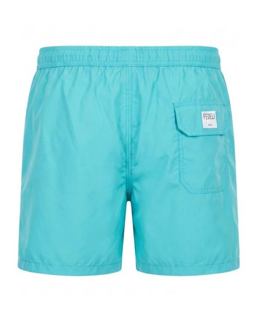 Fedeli Blue Drawstring Swim Trunks for men