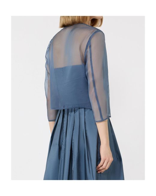Max Mara Blue Silk Organza Cropped Jacket