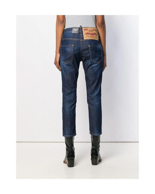 DSquared² Blue Cropped Girlfriend Fit Jeans