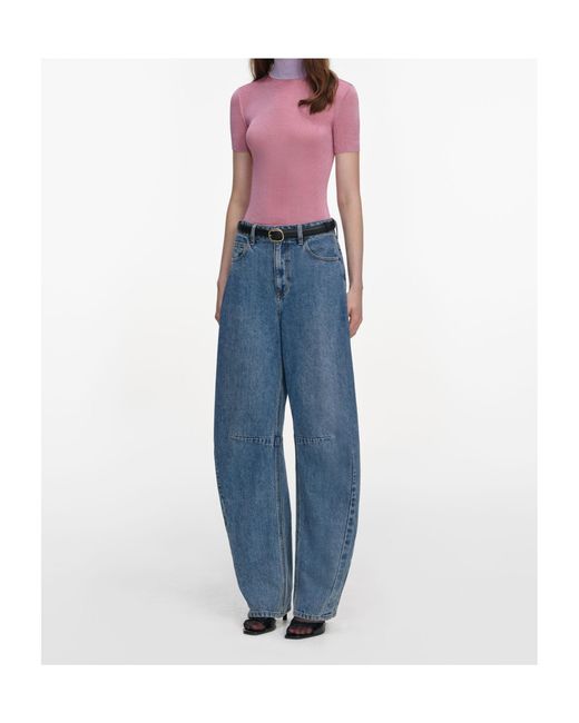 Self-Portrait Blue Short Sleeve Knit Top