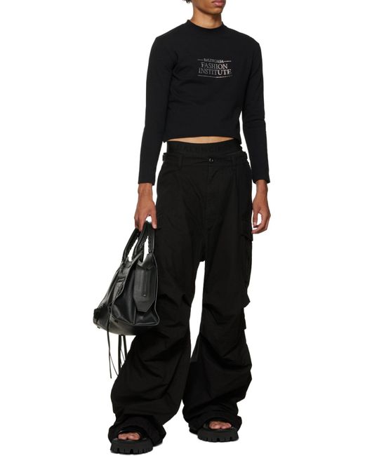 Balenciaga Black Fashion Institute Fitted Long Sleeve T-Shirt for men