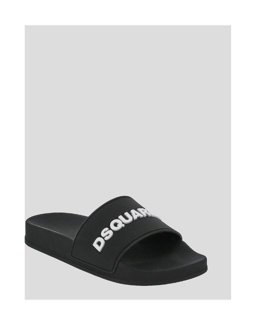 DSquared² Black Logo-Embossed Slides
