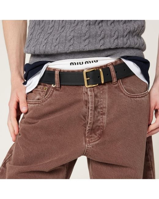 Miu Miu Brown Mid-Rise Straight-Leg Jeans