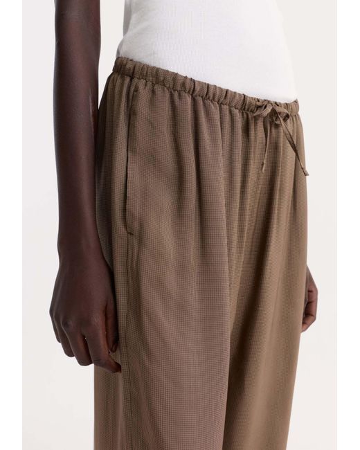 Rohe Brown Mini-Check Drawstring Trousers