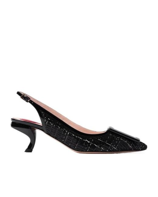 Roger Vivier Black Virgule Pointed-Toe High-Heeled Sandals