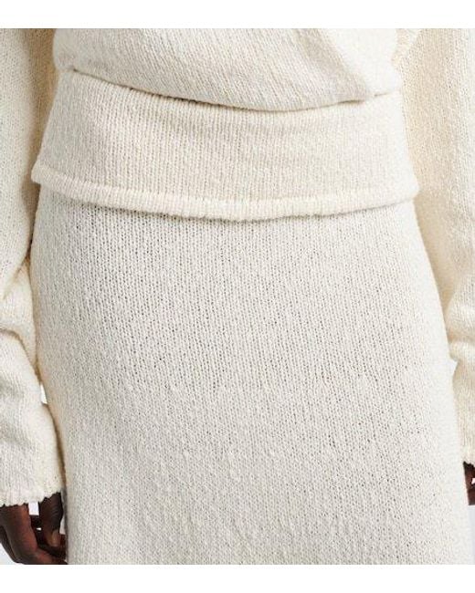 AYA MUSE White Kena Knitted Cotton Midi Skirt