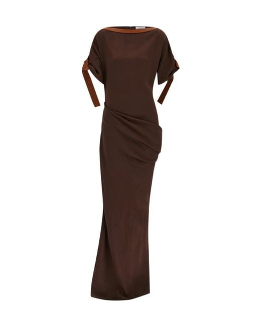Ferragamo Brown Long Viscose Dress