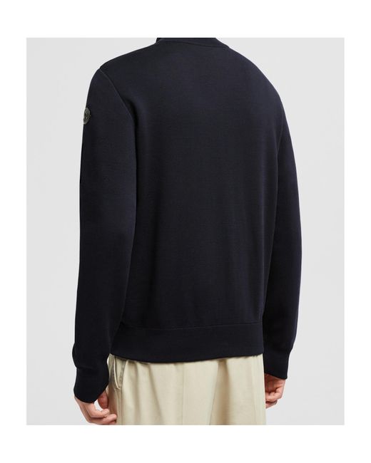 Moncler Blue Logo Patch Knit Padded Cardigan for men